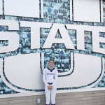 Jaelynn (JJ) Clark is a talented 2027 outfielder from California seen here on her campus visit to Utah State